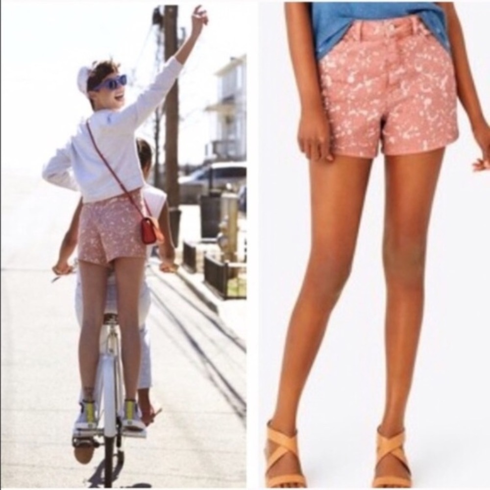 Kate Spade pink/white splatter print Saturday shortie Jean shorts size 8 - Picture 1 of 5